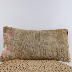 Vintage Kilim Pillow, Turkish Carpet Pillow, 12x24 Kilim Pillow, Anatolian Accent Pillow, Boho Decor, Ethnic Kilim Pillow, Kilim Lumbar