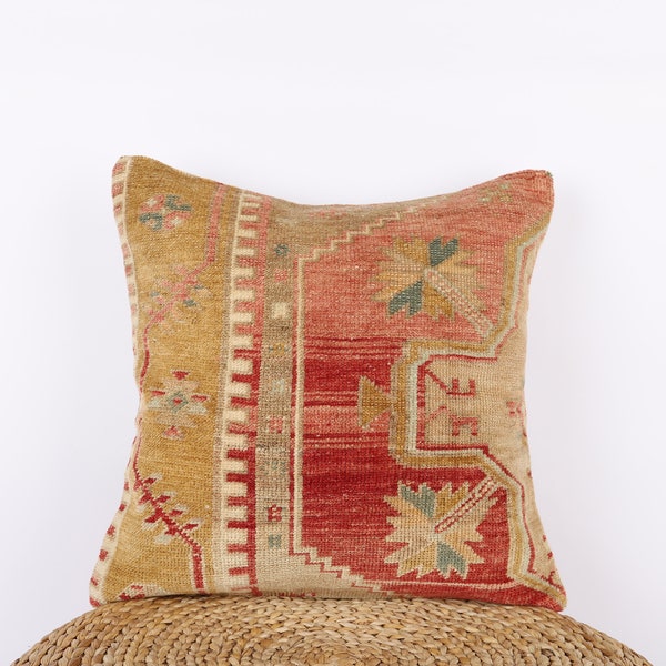 Turkish Carpet Pillow, Kilim Pillow, Decorative Pillow, 20x20 Pillow Cover, Throw Pillow, Boho Decor, Kilim Cushion Cover, Turkey Pillow