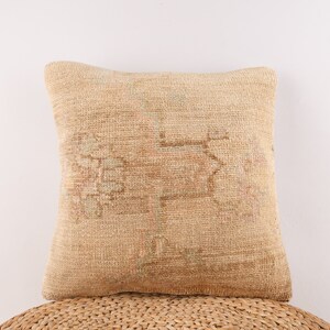 18x18 Pillow Cover, Decorative Pillow Cover, Turkish Kilim Pillow, Handwoven Textured Pillow, Livingroom Decor, Boho Decor, Sofa Pillow