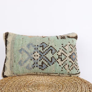 Kilim Lumbar, 12x20 Turkish Kilim Pillow, Handwoven Anatolian Pillow, Bohemian Kilim Pillow, Turkey Pillow, Home Decor, Cushion Cover