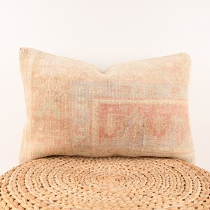 Handwoven Textured Pillow, Turkish Kilim Pillow, Bohemian Carpet Pillow, Tülü Pillow, 16x24 Pillow Cover, Kilim Lumbar, Decorative Pillow