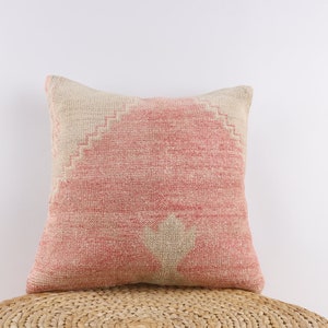 Handwoven Textured Pillow, 18x18 Pillow Case, Turkish Carpet Pillow, Kilim Pillow, Decorative Throw Pillow, Sofa Accent Pillow, Home Decor