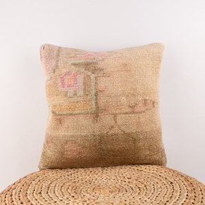 Anatolian Turkish Kilim Pillow, Bohemian Kilim Pillow, Turkish Kilim Pillow, 18x18 Pillow Cover, Decorative Throw Pillow, Livingroom Decor