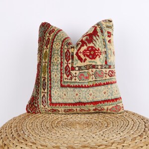 Turkish Carpet Pillow, Handwoven Kilim Pillow, 16x16 Pillow Cover, Decorative Pillow, Sofa Throw Pillow, Cushion Cover, Home Decor, Pillow
