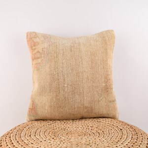 18x18 Pillow Cover, Decorative Pillow Cover, Turkish Kilim Pillow, Handwoven Textured Pillow, Livingroom Decor, Boho Decor, Sofa Pillow
