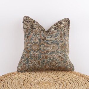 Ethnic Kilim Pillow, 14x14 Turkish Kilim Pillow, Throw Pillow, Decorative Pillow, Bohemian Kilim Pillow, Sofa Accent Pillow, Cushion Cover