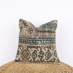 Decoratief sierkussen, Turks kelimkussen, 14 x 14 kussensloop, etnische kelimkussen, woondecoratie, kussenhoes, woondecoratie, kussen Turkije