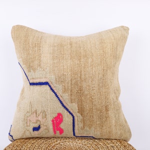 Bohemian Kilim Pillow, 24x24 Pillow Cover, Turkish Carpet Pillow, Home Decor, Decorative Pillow, Sofa Throw Pillow, Cushion Cover, Pillow image 1