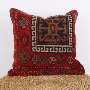 18x18 Pillow Cover, Decorative Pillow Cover, Turkish Kilim Pillow, Handwoven Textured Pillow, Livingroom Decor, Boho Decor, Sofa Pillow
