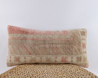 Handmade Pillow Cover, 12x24 Pillow Cover, Turkish Kilim Pillow, Textured Handwoven Pillow Cover, Decorative Throw Pillow, Home Decor
