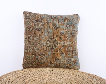 Decorative Throw Pillow, Turkish Kilim Pillow, 14x14 Pillow Cover, Ethnic Kilim Pillow, Home Decor, Cushion Cover, Home Decor, Turkey Pillow