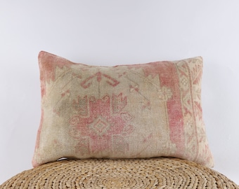 Housse de coussin Kilim vintage (16 x 24) : laine turque, décoration bohème