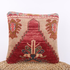 Textured Pillow, Turkish Carpet Pillow, 14x14 Pillow Cover, Throw Pillow, Pillow, Cushion Cover, Handwoven Pillow