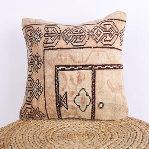 Anatolian Turkish Kilim Pillow, 16x16 Pillow Cover, Decorative Pillow, Sofa Throw Pillow, Bohemian Kilim Pillow, Kilim Cushion Cover