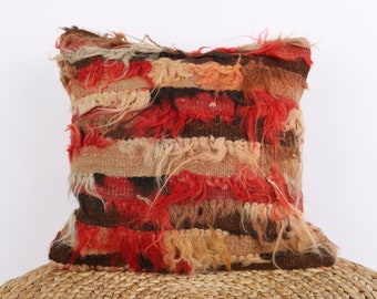 Turkish Carpet Pillow, Handwoven Kilim Pillow, 16x16 Pillow Cover, Decorative Pillow, Sofa Throw Pillow, Cushion Cover, Home Decor, Pillow