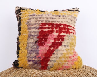 Vintage Turkish Rug Pillow Cover: Wool Decorative Cushion (16x16)