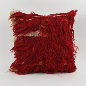 Tülü Pillow Cover, Turkish Carpet Pillow,  Handwoven Textured Pillow Cover, 20x20 Pillow Cover,  Throw Pillow,  Cushion Cover
