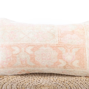 Bohemian Kilim Pillow, Turkish Kilim Pillow, Handwoven Kilim Lumbar, 12x20 Pillow Cover, Aestethic Pillow, Home Decor, Lumbar Pillow