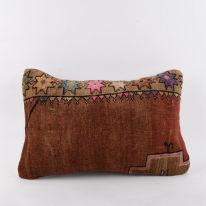 Handwoven Textured Pillow, 16x24 Pillow Cover, Turkish Carpet Pillow, Kilim Lumbar, Livingroom Decor, Sofa Accent Pillow, Cushion Cover