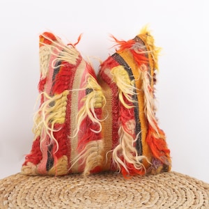 Anatolian Turkish Kilim Pillow, 16x16 Pillow Cover, Decorative Pillow, Sofa Throw Pillow, Bohemian Kilim Pillow, Kilim Cushion Cover