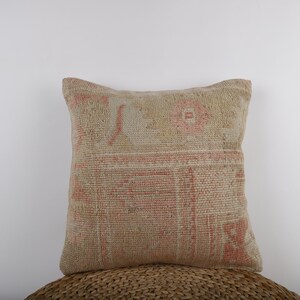 Handwoven Textured Pillow, 18x18 Pillow Case, Turkish Carpet Pillow, Kilim Pillow, Decorative Throw Pillow, Sofa Accent Pillow, Home Decor