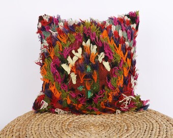 Textured Woven Pillow Cover, Turklish Kilim Pillow, 16x16 Kilim Pillow, Tülü Pillow, Throw Pillow, Decorative Pillow, Sofa Throw Pillow