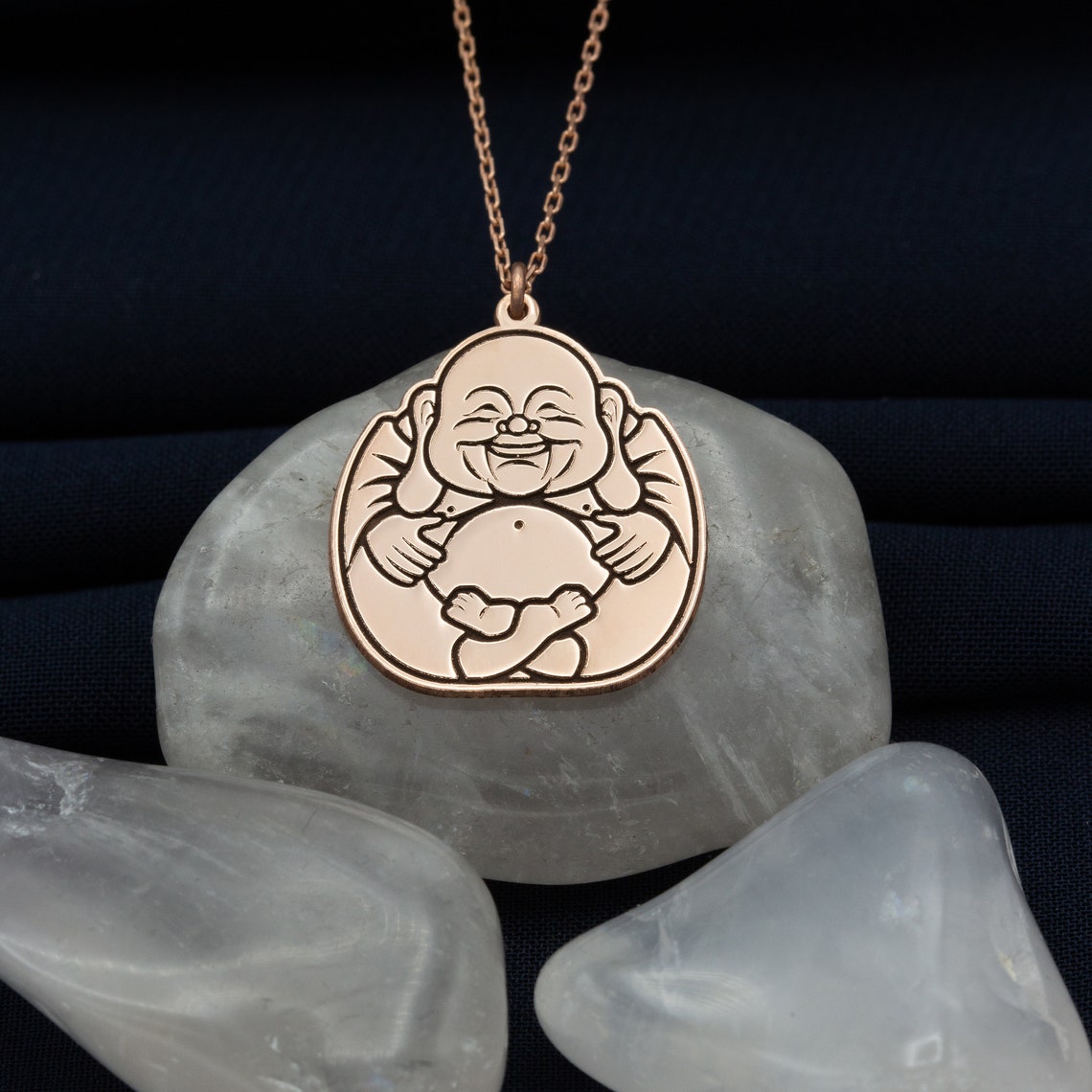 Handmade Laughing Buddha Necklace Gold Buda Necklace Etsy