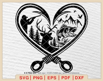 Duck Deer Fish Hook SVG: Outdoor Hunting Design (Digital Download)