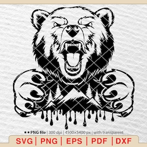 Bear claw Scratch Svg, Bear Head Svg, Bear Face Svg, Grizzly Bear Svg, Animal Svg, Bear Silhouette, Bear World Svg [EP-67]