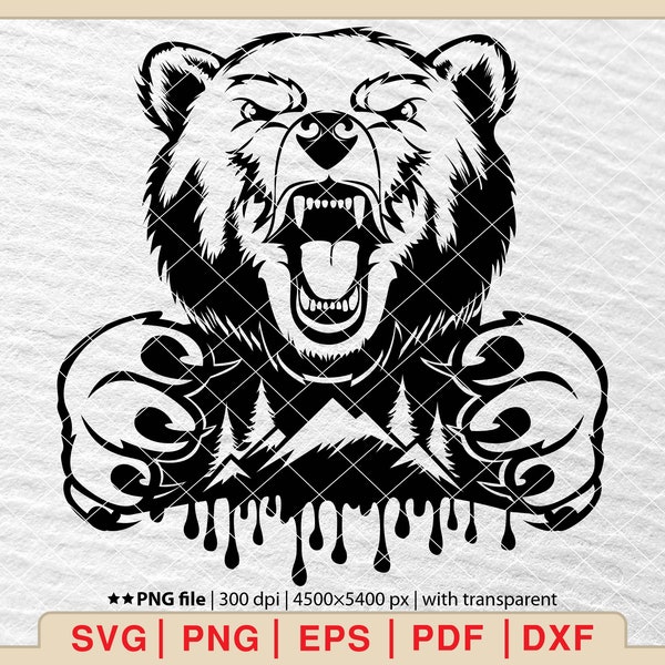 Bear claw Scratch Svg, Bear Head Svg, Bear Face Svg, Grizzly Bear Svg, Animal Svg, Bear Silhouette, Bear World Svg [EP-67]