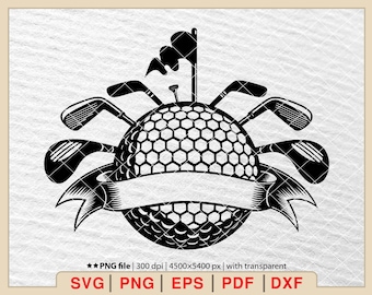 Monograma de golf SVG: palos cruzados, silueta de golfista (descarga digital)