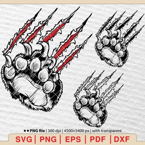 Bear Paw Scratch Svg, Bear Paw Svg, Scratch Claw Svg, Scratches svg, Claw Marks Svg, Wild Animal Scratches Svg, Grizzly Bear Svg [EP-430]
