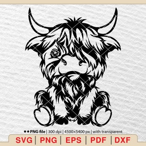 Cute Highland Cow SVG, Cute Highland Cow Sitting svg, Highland Cow svg, Cow svg, Cute Cow svg, Baby Cow svg, Highland Cow Clipart [EP-507]