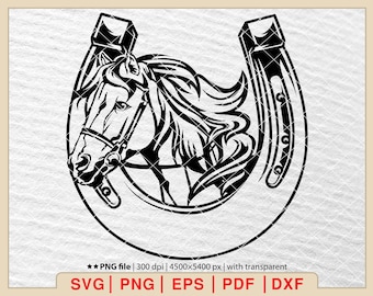Pacchetto SVG Horse & Horseshoe: Design monogramma (download digitale)