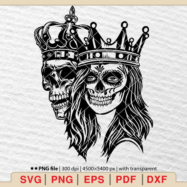 Skeleton Couple King Queen Svg,King and Queen Svg,Skull King Queen Svg,Dead Skeleton Love Svg,Logo Skull Svg,King and Queen Clipart [EP-182]