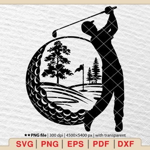 Golf SVG, Silhouette de golfeur, Golf Bundle SVG, Club de golf Png, Golf SVG, Balle de golf SVG, Monogramme de golf SVG, Joueur de golf SVG [EP-199]