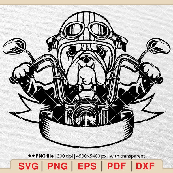 Biker Bulldog SVG, Bulldog Svg, Motorcycle Svg, Motorcycle dog Svg, Chopper Svg, Pitbull Svg, Biker dog Svg, Biker Svg [EP-498]