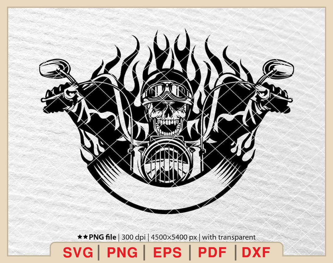 Motorcycle Rider Skull SVG: Chopper Biker Design (digital Files) - Etsy