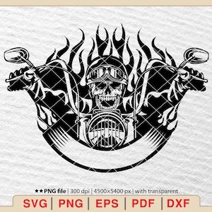 Motorcycle Rider Skull SVG: Chopper Biker Design (Digital Files)