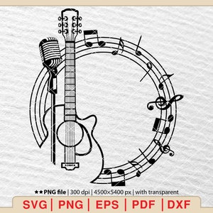 Muziek Svg, muzieknoot Svg, muzikale Svg, muziek symbool Svg, Rock SVG, muziekspeler SVG, digitale bestanden downloaden Svg, Pdf, Png, Eps, Dxf [EP-197]