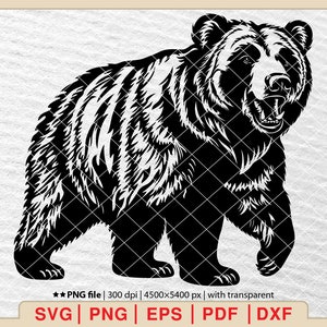 Grizzly Bear SVG, Grizzly Bear Clipart, Grizzly Bear Vector, Bear svg file, Bear Silhouette, Bear Nature, svg files for cricut  [EP-578]