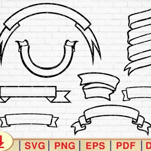 Banner Svg Bundle, Ribbon Svg, Label Svg, Banner Ribbon Svg, Bunting Svg, Bunting Banner Svg, Hand Drawn Banners Svg [EP-86]