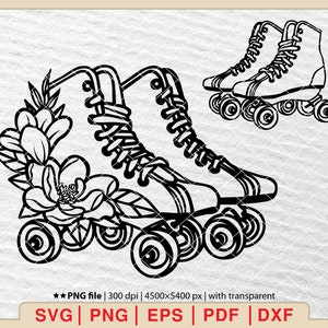 Roller Skates Flower Svg, Roller Skates Svg, Hanging Roller Skates Svg, Roller Skate Vector, Retro svg,Skate Svg, Roller Derby svg [EP-229]