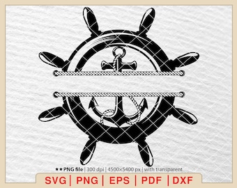 Delad ankare namnram SVG: Nautisk monogram klippfil (digital nedladdning)