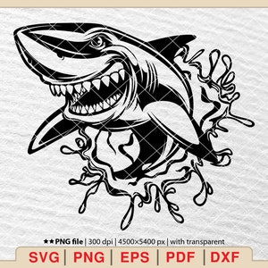 Shark In The Ocean Svg, Shark Svg, Shark Silhouette, Shark Clipart, Shark Face Svg, Shark Fish Svg, Shark Design Svg, Animal Svg [EP-268]