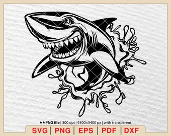 Shark Silhouette SVG: Ocean Animal Clipart (Digital Files)