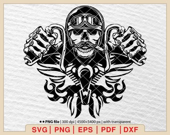 Motorcycle Skull SVG: Biker Clipart, Chopper Rider Design (Digital Files)