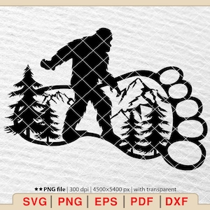 Bigfoot Forest Scene SVG: Sasquatch Mountain Design (Digital Download)