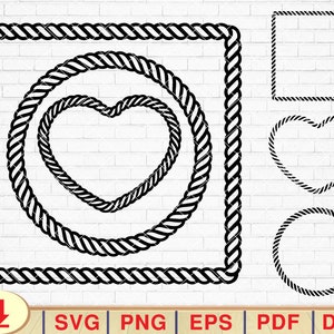 Rope Frame SVG, Frame Svg, Rope Frame Border Svg, Cowboy Frame Svg, Rope Border Svg, Rope Circle Frame Svg, Rope Heart Svg [EP-436]