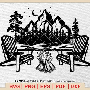 Camping Svg, Summer Svg, Camping scene Svg, Outdoor Campfire Svg, Mountain Scene Svg, Camping Crew Svg, Happy Camper Svg [EP-323]